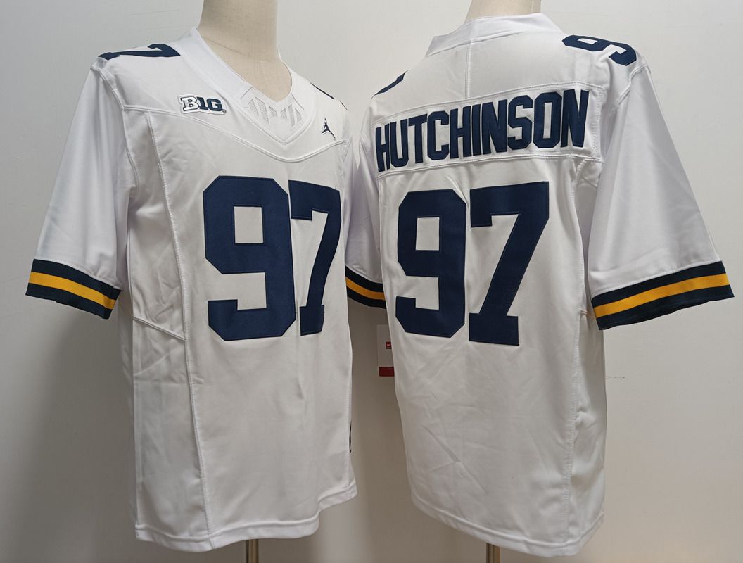 Men Michigan Wolverines #97 Hutchinson White 2025 NCAA Jersey->ncaa teams->NCAA Jersey